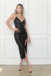 Angel Sequin Midi Dress - Black